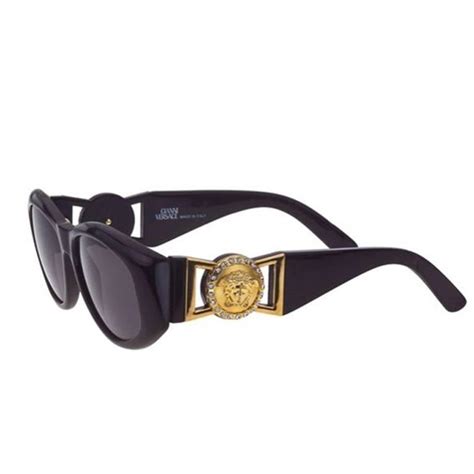 versace wrap sunglasses black|Versace sunglasses with rhinestones.